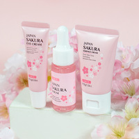 Marque Blanche Kit de Voyage Sakura du Japon Ensemble de Soins de la Peau Gamme Complète Crème Hydratante Beauté du Visage Produits à la Fleur de Cerisier