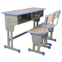 Meja dan kursi siswa Logam Modern nyaman, untuk furnitur dasar dan sekolah sekunder dapat disesuaikan