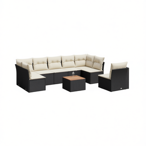 Large Water Resistant Garden <b>Sofa</b> Set Black Pe <b>Rattan</b> Outdoor Furniture 6 Seater Contemporary Design - Product Image 1