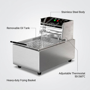 <span class=keywords><strong>Friteuse</strong></span> électrique en acier inoxydable de 6 L, thermostat réglable, réservoir d'huile <span class=keywords><strong>amovible</strong></span>, <span class=keywords><strong>friteuse</strong></span> commerciale <span class=keywords><strong>avec</strong></span> panier de friture - Product Image 3
