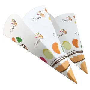 Cône en papier crêpe de frites jetable, porte-cône en crêpe de pièces