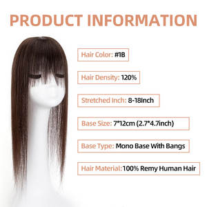 Topper de cheveux humains naturels BLT Kinky Curly Deep Wave, base en soie, fermeture monofilament, frange, système capillaire, cheveux brésiliens Remy, <span class=keywords><strong>blanc</strong></span>, pour femmes - Product Image 2