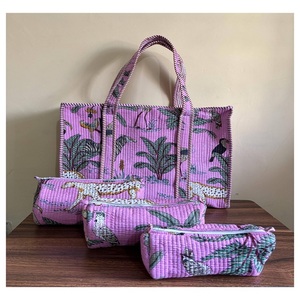 Bolso Tote de Algodón Acolchado con Estampado de Leopardo y Bordado, Hecho a Mano, Estilo Bohemio, Juego de 3 Bolsas de Hombro para el Mercado - Product Image 2