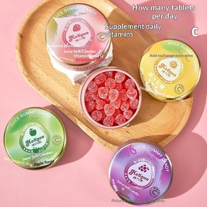 Bonbons gélifiés fruités à la vitamine C, emballage en boîte métallique, bonbons acidulés et moelleux, collation portable à emporter - Product Image 4