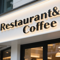 Letrero LED 3D de Lujo con Retroiluminación para Restaurantes de Alta Gama, Letras de Canal con Halo Personalizadas, Letrero con Logotipo de Primera Calidad para Tiendas y Restaurantes