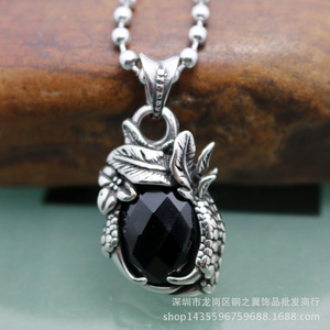 Collar con colgante de garra de dragón yunnique, acero inoxidable, piedra preciosa negra, joyería para hombre, accesorio de moda - Product Image 2