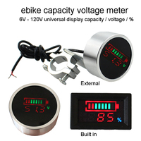 Indicateur de capacité de batterie de vélo électrique 12V 24V 36V 48V 60V 72V 84V 120V, affichage de la tension en pourcentage, Lifepo4 Li-ion Plomb-acide