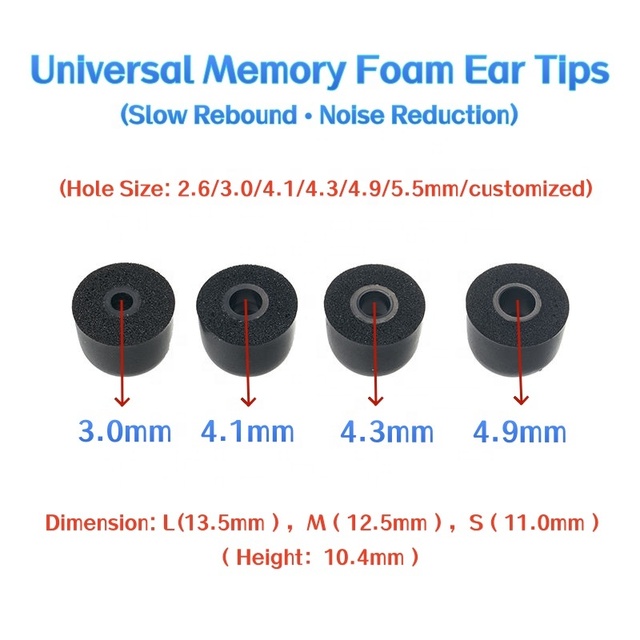 Hot Sale Slow Rebound Memory Foam Universal Earbuds Tips Comfortable PU Material Earphone Ear Tips With Best Quality