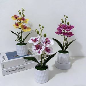 Nouvelle plante artificielle en pot Phalaenopsis à quatre fleurs, 10cm-30cm, en plastique, décoration de bureau - Product Image 1