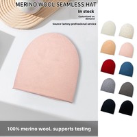 Gorros de Invierno Unisex 100% Lana, Gorros de Jacquard de Color Sólido, Gorras Casuales para Viajes y Actividades al Aire Libre para Adultos