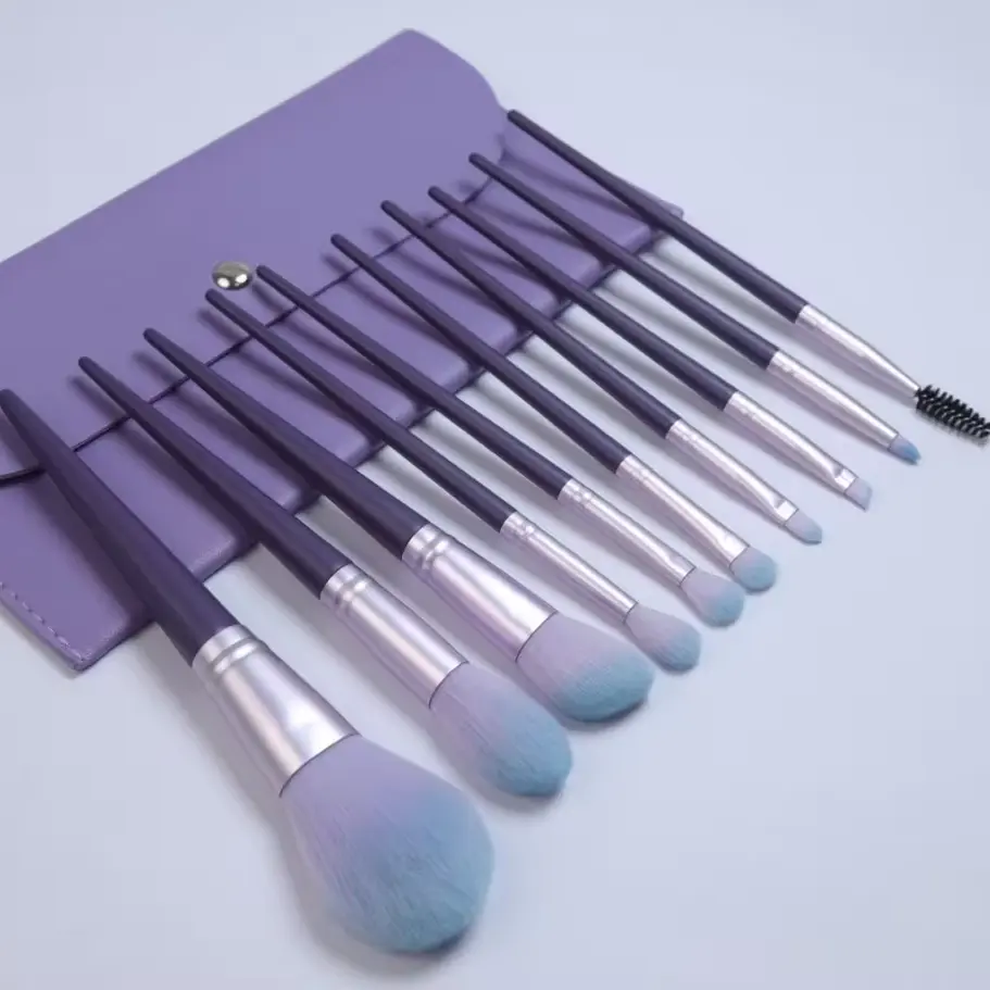 Wholesale Beauty 10pcs Purple Makeup Brush Set With Bag Foundation Powder Eyeshadow Brush Cosmetic Complete Set Beauty Tools