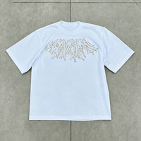 Camiseta de Algodón Personalizada con Pedrería para Hombre, Camiseta de Lujo Brillante con Pedrería y Diseño Impreso en DTG, Ropa Urbana