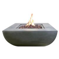 Table de foyer moderne pour arrière-cour Home Outdoor Table de feu carrée en béton à gaz
