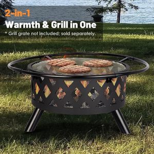 Braciere da Esterno Moderno in Metallo Red Mountain Valley 30'' per Legna, 2-in-1 con Grande Schermo Antifiamma e Copri Braciere per Patio e Campeggio - Product Image 4