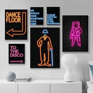 Pista da ballo moderna citazione poster stampe tela pittura decorazione della casa arte della parete astronauta luci al Neon immagine
