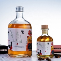 Clair Givré 750ml Bouteilles D'alcool En Verre Bouchon Vide Carré Whisky Vin Gin Vodka Bouteille Fruits Vin Vodka Tailles 100ml 500ml