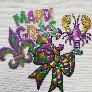 رقع تطريز كبيرة مخصصة بالجملة لعام 2025 بتصميم جراد البحر لمهرجان ماردي غرا، مزينة بالترتر اللامع والشانيل، قابلة للكي على الملابس - Product Image 5
