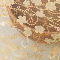 Tissu en dentelle maille brodé tricoté rose de luxe durable avec perles et sequins floraux 3D pour filles et garçons, idéal pour mariages et occasions spéciales - Grande Vente