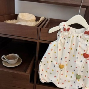 Child Star Circle Toddler Girls Sleeveless Dress Halter Neck High Waist Breathable Polka Dot Heart Applique Princess Dress - Product Image 2