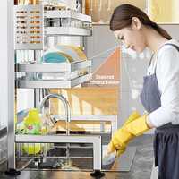 Égouttoir à vaisselle moderne et élégant à double niveau en acier inoxydable, rangement pour évier de cuisine, comptoir, pour vaisselle et bols