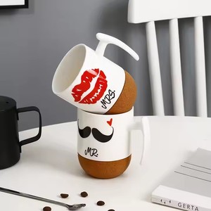 Taza de Café Única con Diseño de Bigote, Base de Corcho, Taza de Cerámica <span class=keywords><strong>para</strong></span> Papá y Hombres - Product Image 2