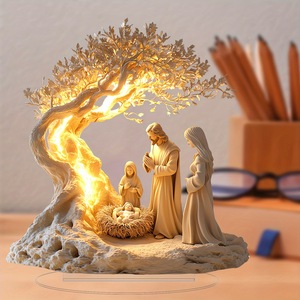 Décoration de bureau, statues familiales, arbre de vie, nouveau-né, décoration de bureau en acrylique, pendentif de Noël - Product Image 3