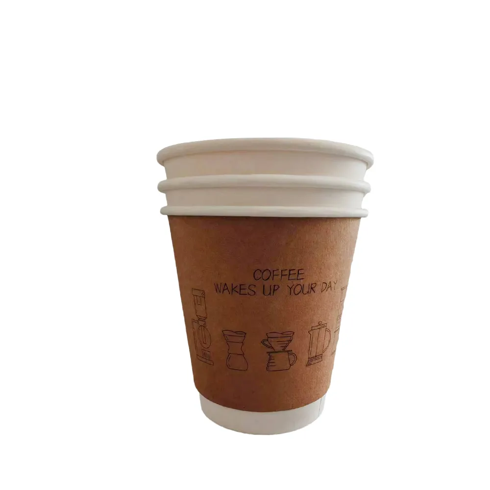 Fabrikant Composteerbare Afneembare Koffie Naar Hete Biologisch Afbreekbare Wegwerp Dubbele Muur Papieren Kopjes Custom Logo Papieren Beker