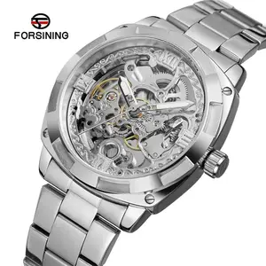 FORSINING 8157 antique gold male mechanical watch cool Stainless steel water resist alpha automatic gear minimal wristwatch