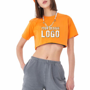 Camiseta Corta Sexy de Color Sólido al por Mayor, Estilo Spice Girl, Informal, Holgada, Transpirable, para Yoga y Deporte, para Mujer - Product Image 3