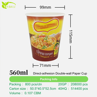 Bol à soupe jetable personnalisé imprimé à double paroi pour l'emballage alimentaire des restaurants, idéal pour les nouilles et les bouillons en supermarché et au détail