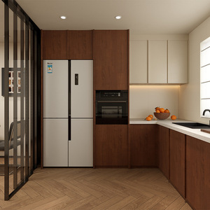 Muebles de Cocina de Estilo Chino, Madera Sólida OSB de 18MM, Encimera de Cuarzo Fácil de Limpiar, Armarios de Almacenamiento de Pared - Product Image 4