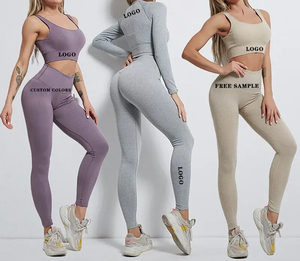 Tenues de sport Oem personnalisées en usine, vêtements d'entraînement pour femmes, leggings à manches longues, ensembles de fitness et de gymnastique sans couture, ensemble de yoga - Product Image 6