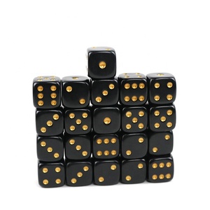 Dés d'obsidienne noirs de 16mm avec points dorés, figurine en mélamine d6 6 dés latéraux 5g par pièce pour jeu de table de casino - Product Image 5