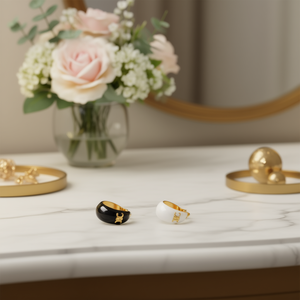 Orecchini a Cerchio E4083 Placcati in Oro Nero, Classici Unisex per Uso Quotidiano, Gioielli Raffinati in Lega di Metallo Prezioso - Product Image 2