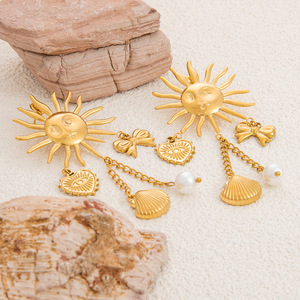 Boucles d'oreilles chandelier œil porte-bonheur Sun Bow, plaqué or 18 carats, alliage de zinc, origine Yiwu, bijoux de mode pour femme, EH11121 - Product Image 3