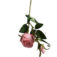 Direktvertrieb ab Werk Realistische Handgefertigte Seiden-Langstiel-Rosen mit 2 Köpfen, Künstliche Zixia-Feenrosen