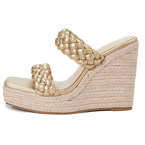 2022 Latest Women's High-Heeled Woven Slippers Breathable Flat <b>Sandals</b> for Summer Height Increasing and Anti-Slippery Features - Product Image 6