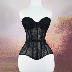 مشد كورسيه نسائي بدون حمالات صدر شبكي يسمح بالتهوية برباط وشرائط داعمة للخصر للتحكم في البطن - Product Image 1