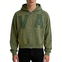 Fighting Ant - Fabricant de vêtements streetwear personnalisés : Sweat à capuche zippé pour homme, effet délavé, avec appliques et broderies