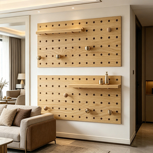 Solid <strong>Wood</strong> Pegs Modular Hanging <strong>Storage</strong> Multifunction Back Board <strong>Shelving</strong> Tool Rack Shelves Pegboard Wall Set - Product Image 2