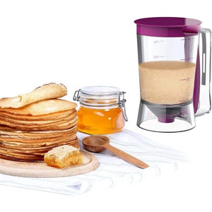 Dispensador de masa de plástico al por mayor de 900 ml con tapa y herramientas de medición, mango exprimible para almacenamiento de panqueques, galletas, pasteles y gofres - Product Image 3