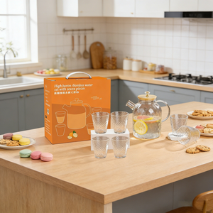 Juego de Agua de 5 Piezas de Vidrio de Borosilicato Alto con Jarra y Vasos - Cristalería Transparente para Cocina, Comedor y Uso Doméstico - Product Image 6