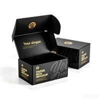 Boîte à chaussures en carton noir de luxe pliable avec logo personnalisé, laminage brillant/latte, gaufrage et estampage à chaud doré