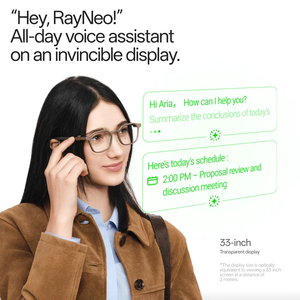 Occhiali Smart RayNeo <span class=keywords><strong>IO</strong></span> AI con Guida d'Onda Invisibile da 33 Pollici, Registrazione Riunioni, Traduzione in Tempo Reale, Assistente AI - Product Image 2