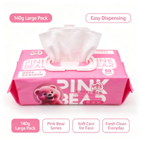 Serviettes faciales suspendues, motif ours mignon, 140 g/m², grandes, jetables, respectueuses de la peau, non tissées, pour usage sec et humide, vente en gros
