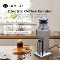 Moulin à café électrique BOSCO, acier inoxydable, meules coniques 48 mm, boîtier en aluminium, capacité 25-30 g, 72 W, usage domestique pour expresso et café filtre