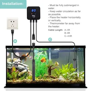 Aquecedor de aquário digital de 500w, aquecedor de aquário para tanque de peixes