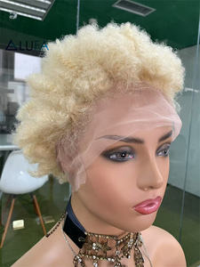 CF86 أشقر ، ضيق أفريقي كينكي كورل ، شعر بشري هندي لمرضى الثعلبة ، أسلوب ما قبل الضفيرة - Product Image 3