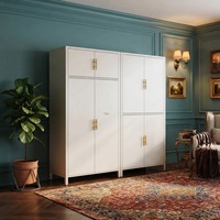 Armoire en acier minimaliste moderne pour chambre à coucher et unité de location ; Montage simple ; Armoire métallique anti-poussière ; Penderie modulable