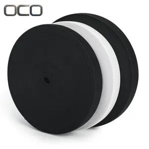 Oco Fabriek Voorraad Groothandel 5Cm Zwart En Wit Elasticiteit Gebreide Riem Omwikkeld Elastische Band Logo Print